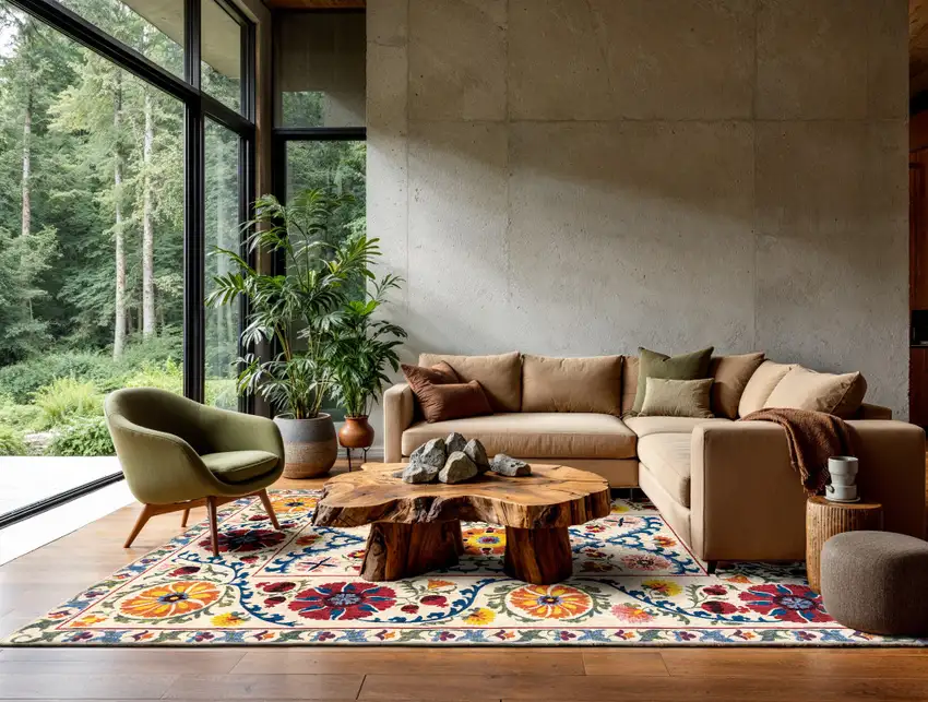 Beige Red And Orange Tribal Washable Area Rug With UV Protection Photo 5