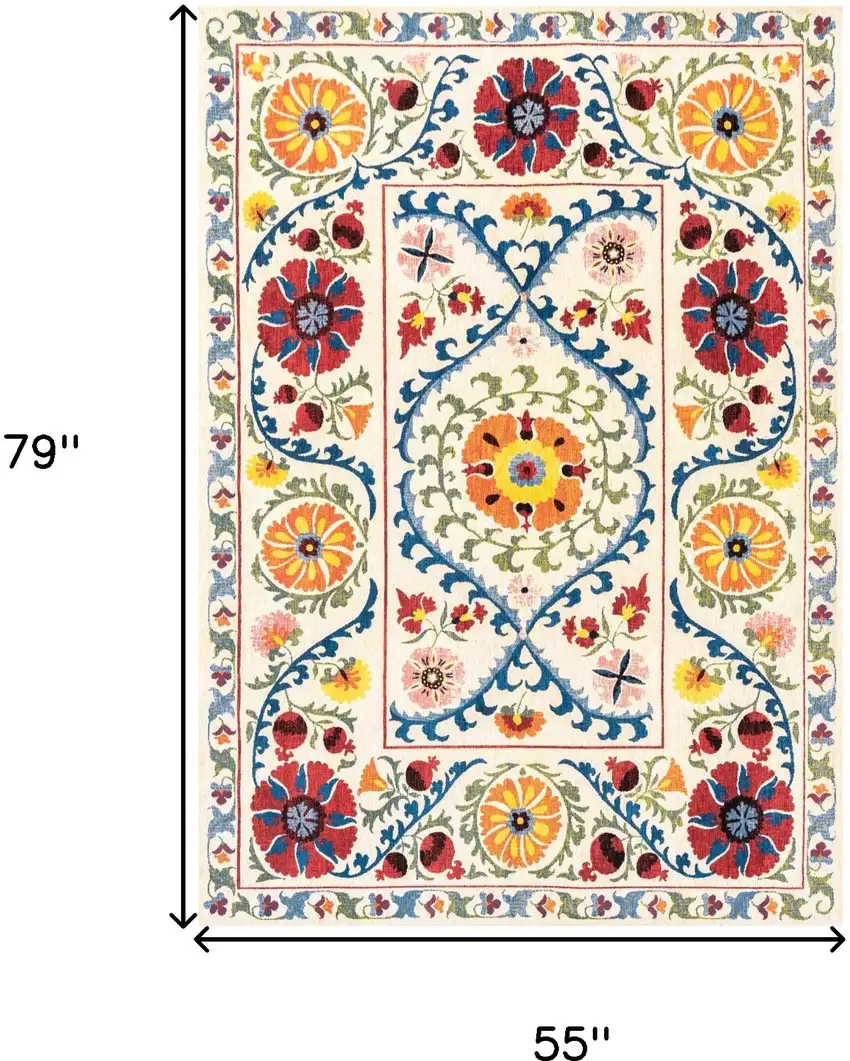 Beige Red And Orange Tribal Washable Area Rug With UV Protection Photo 6