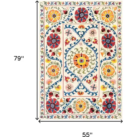 Beige Red And Orange Tribal Washable Area Rug With UV Protection Photo 6