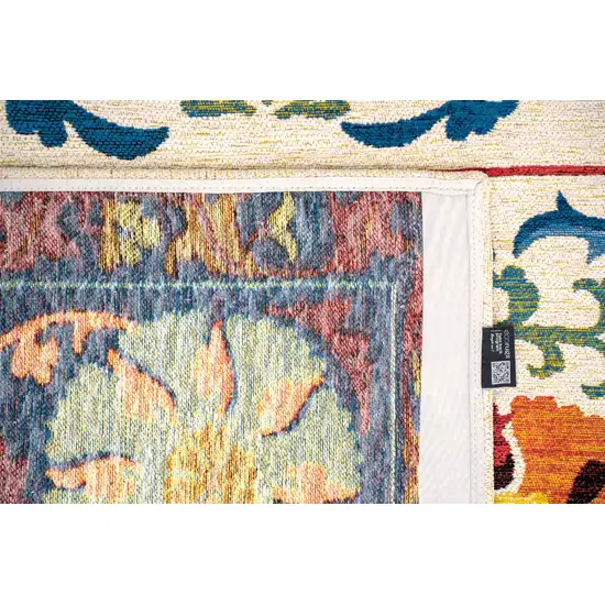 Beige Red And Orange Tribal Washable Area Rug With UV Protection Photo 7