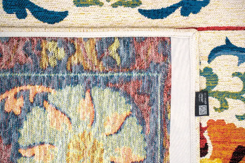 Beige Red And Orange Tribal Washable Area Rug With UV Protection Photo 7