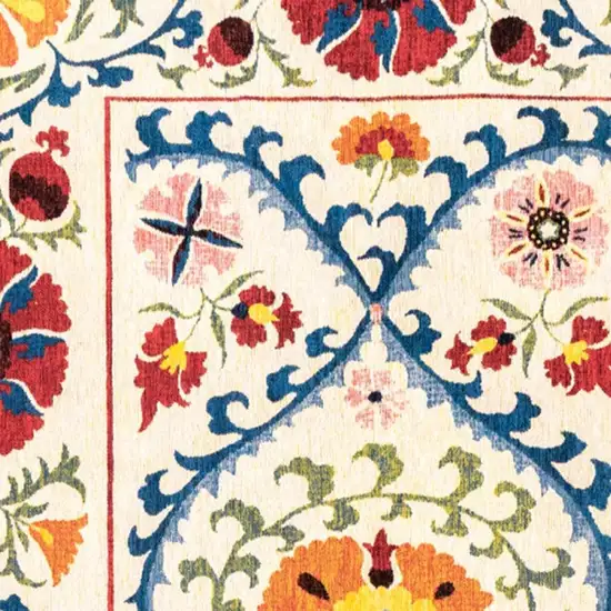 Beige Red And Orange Tribal Washable Area Rug With UV Protection Photo 3