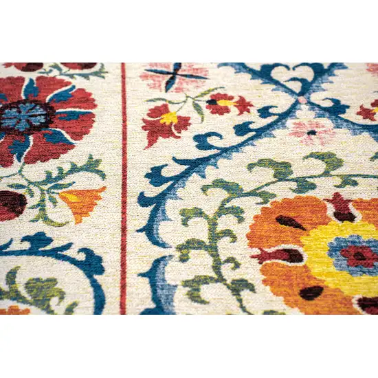 Beige Red And Orange Tribal Washable Area Rug With UV Protection Photo 8