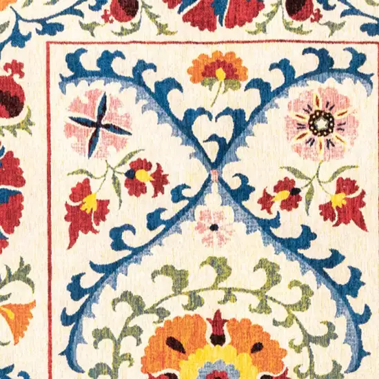 Beige Red And Orange Tribal Washable Area Rug With UV Protection Photo 9