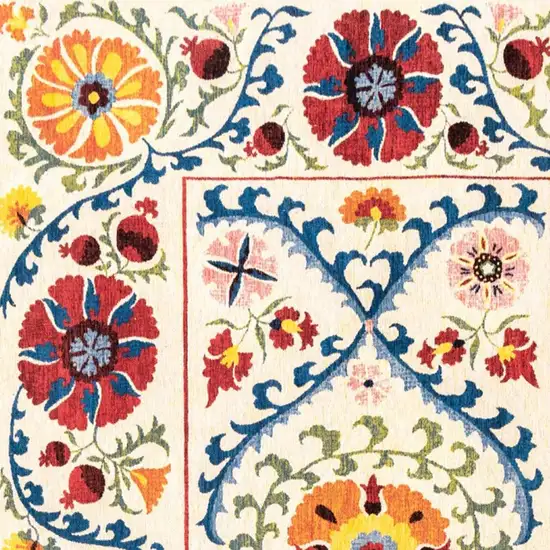 Beige Red And Orange Tribal Washable Area Rug With UV Protection Photo 3