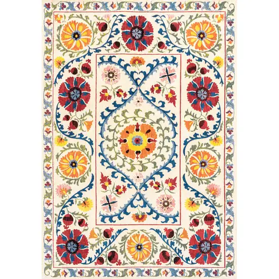 Beige Red And Orange Tribal Washable Area Rug With UV Protection Photo 4