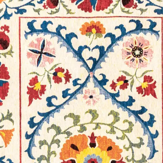 Beige Red And Orange Tribal Washable Area Rug With UV Protection Photo 9