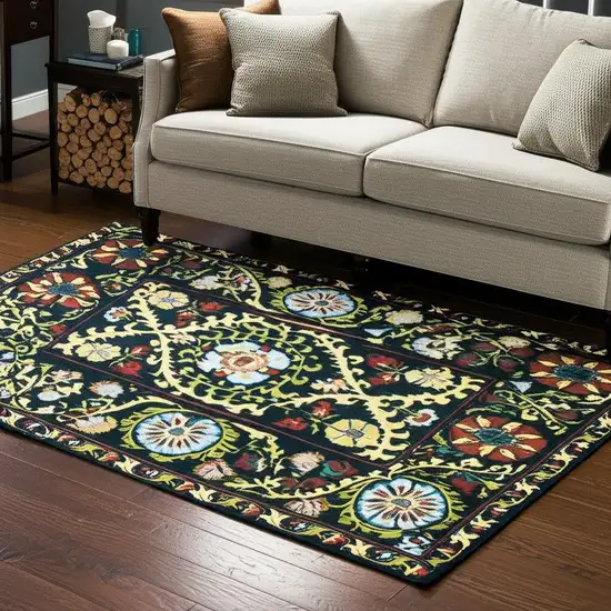 Beige Red And Orange Tribal Washable Area Rug With UV Protection Photo 1