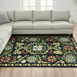 Photo of Beige Red And Orange Tribal Washable Area Rug With UV Protection