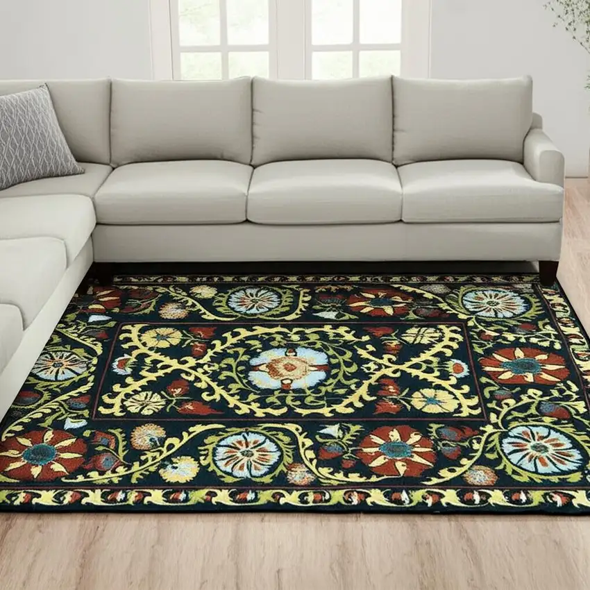 Beige Red And Orange Tribal Washable Area Rug With UV Protection Photo 1