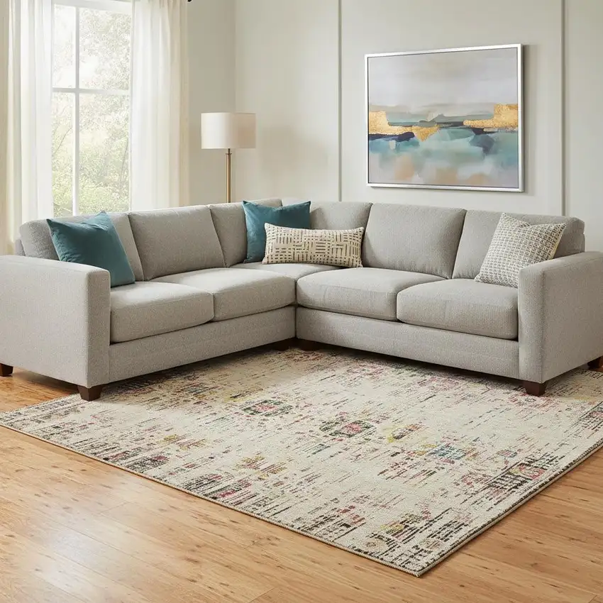 Beige Red And Pink Oriental Washable Area Rug With UV Protection Photo 2