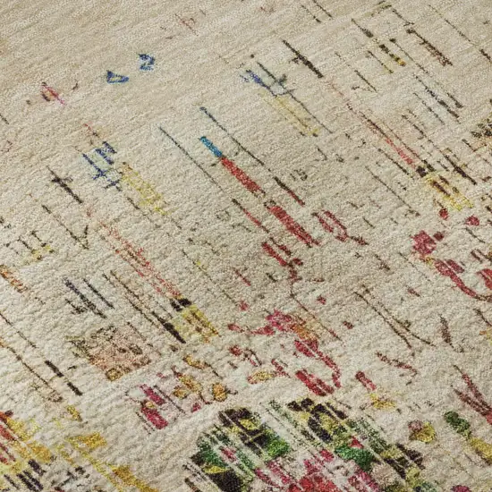 Beige Red And Pink Oriental Washable Area Rug With UV Protection Photo 9