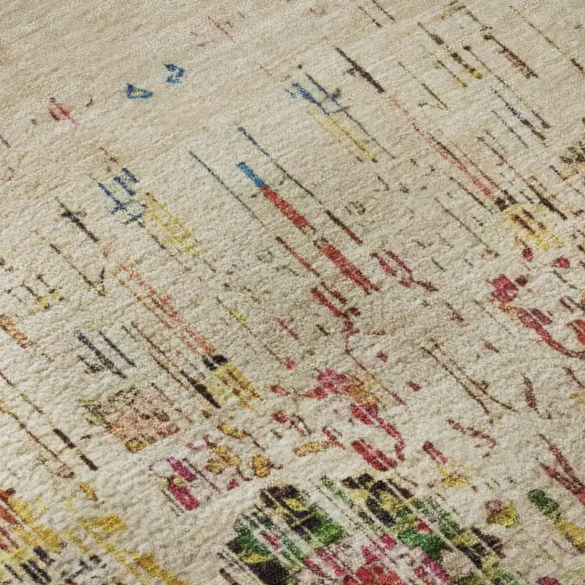 Beige Red And Pink Oriental Washable Area Rug With UV Protection Photo 9