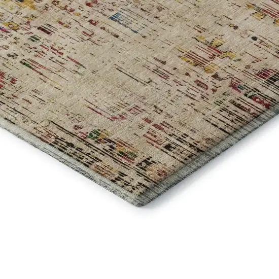 Beige Red And Pink Oriental Washable Area Rug With UV Protection Photo 7