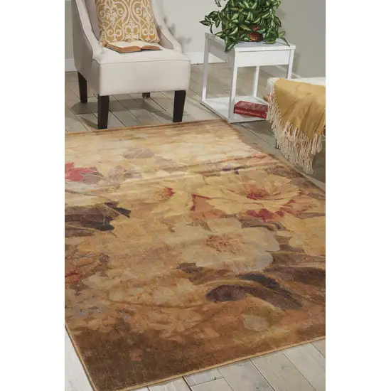 Beige Red And Yellow Floral Non Skid Area Rug Photo 5