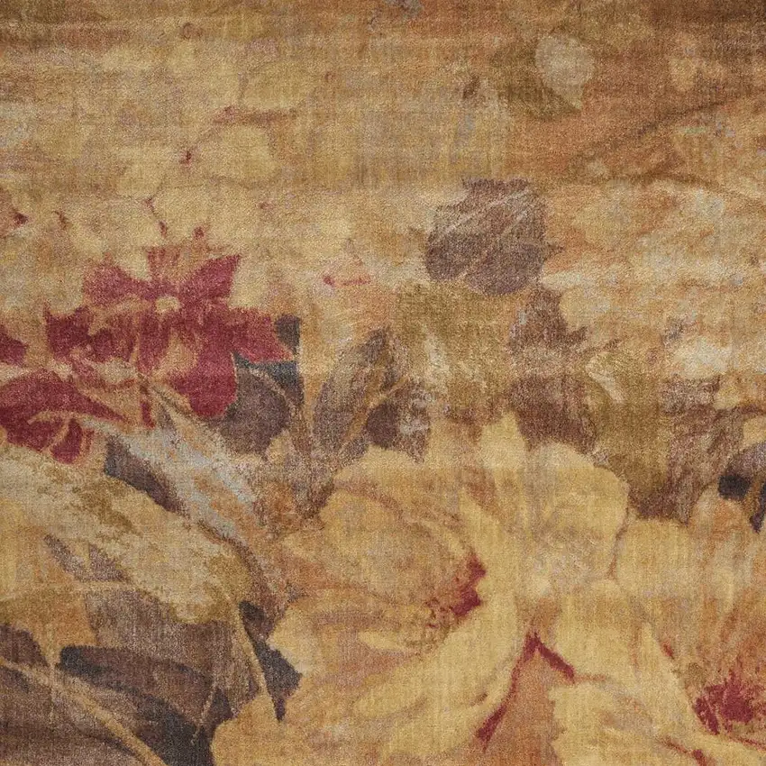 Beige Red And Yellow Floral Non Skid Area Rug Photo 6