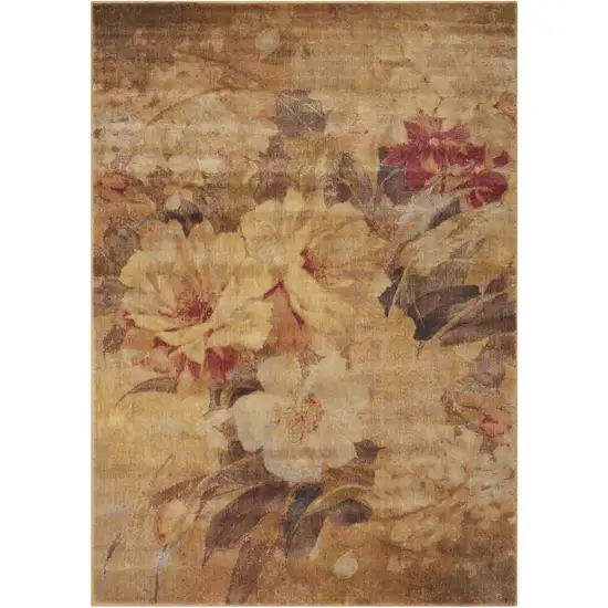 Beige Red And Yellow Floral Non Skid Area Rug Photo 4