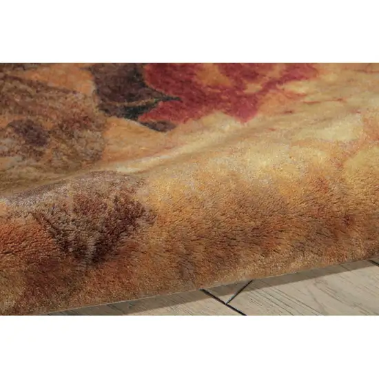 Beige Red And Yellow Floral Non Skid Area Rug Photo 9