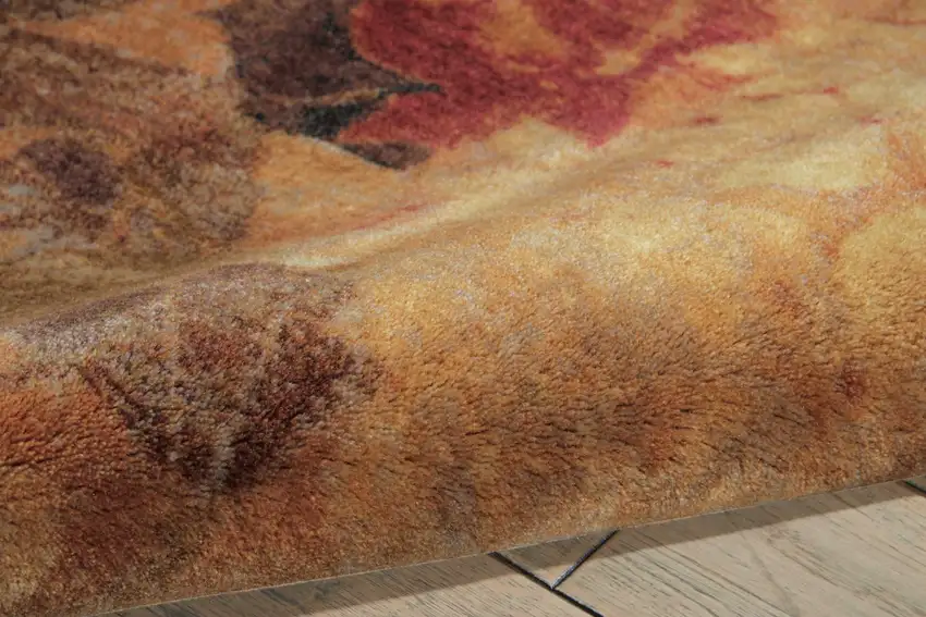 Beige Red And Yellow Floral Non Skid Area Rug Photo 9