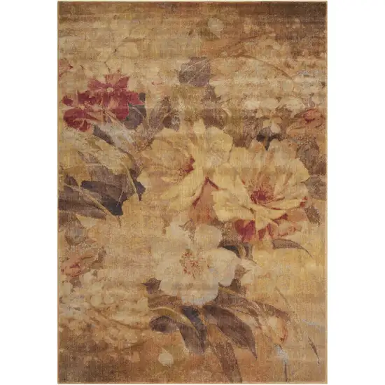 Beige Red And Yellow Floral Non Skid Area Rug Photo 2