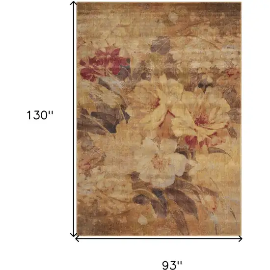 Beige Red And Yellow Floral Non Skid Area Rug Photo 3