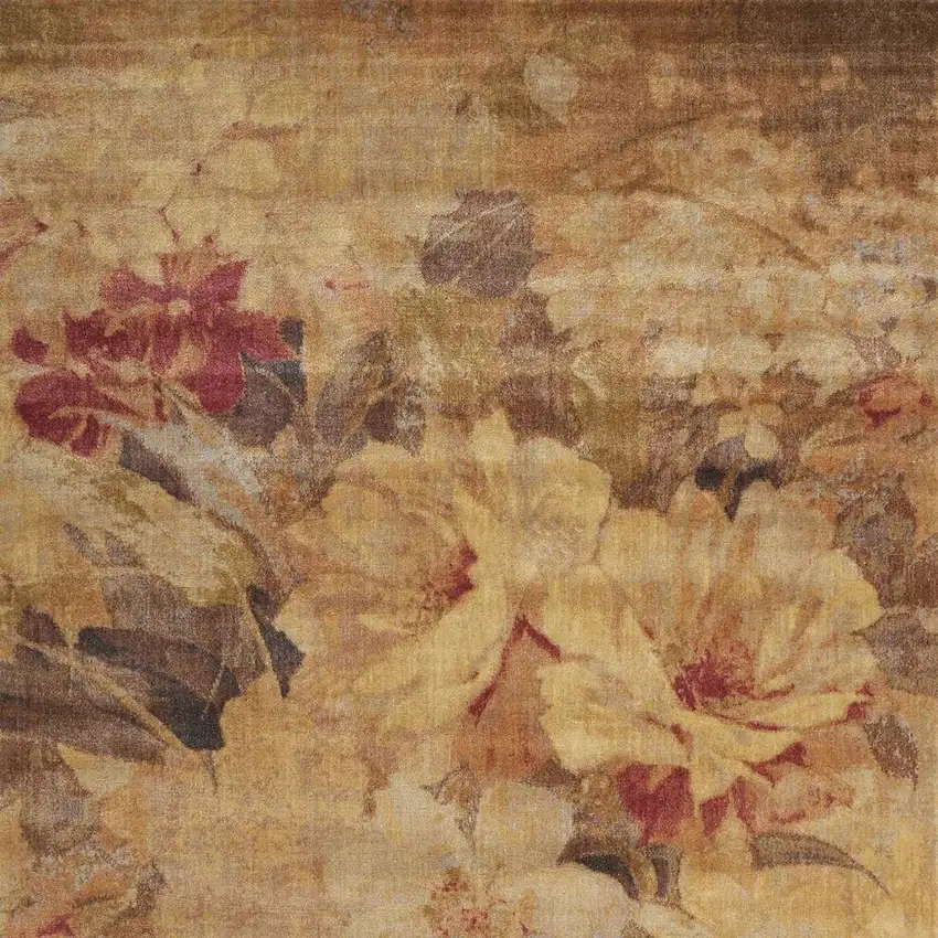 Beige Red And Yellow Floral Non Skid Area Rug Photo 4