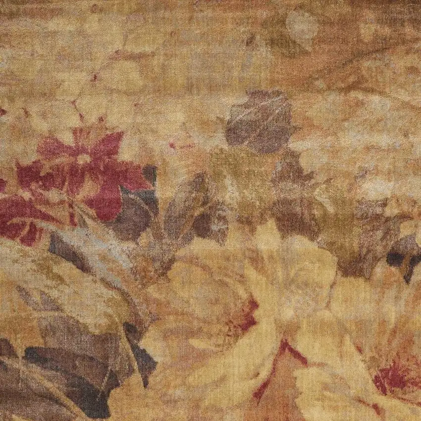 Beige Red And Yellow Floral Non Skid Area Rug Photo 3