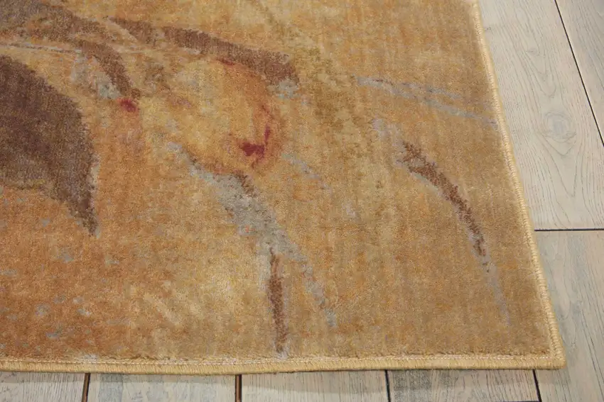 Beige Red And Yellow Floral Non Skid Area Rug Photo 9