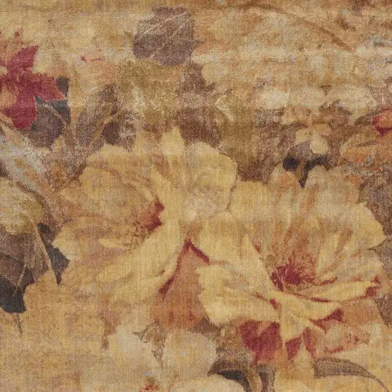 Beige Red And Yellow Floral Non Skid Area Rug Photo 6