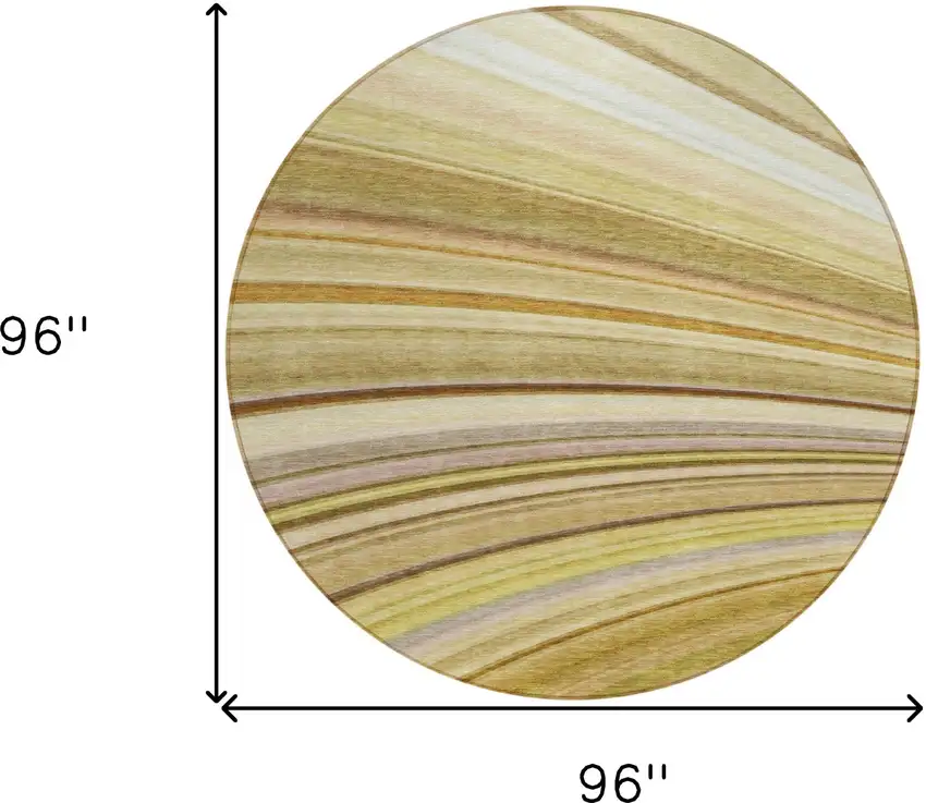 Beige Round Abstract Washable Non Skid Indoor Outdoor Area Rug Photo 3