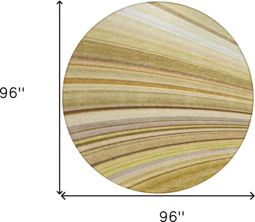 Beige Round Abstract Washable Non Skid Indoor Outdoor Area Rug Photo 3