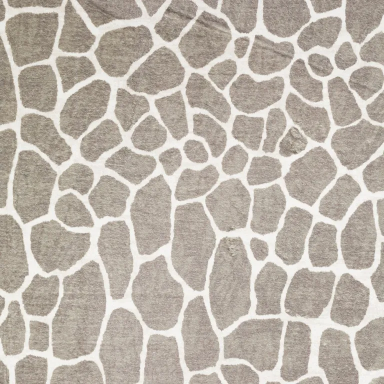 Beige Round Giraffe Print Shag Handmade Non Skid Area Rug Photo 4