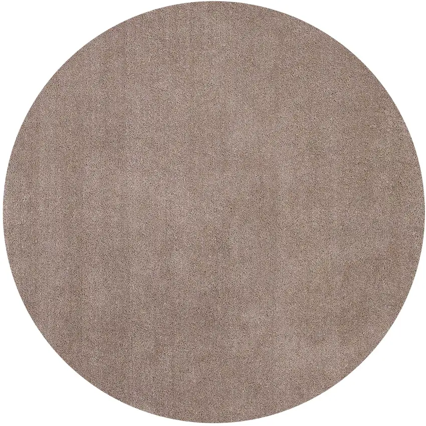 Beige Round Indoor Shag Rug Photo 1