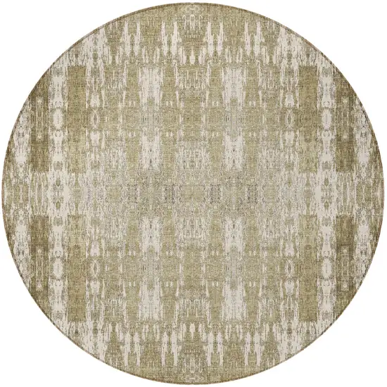 Beige Round Moroccan Washable Non Skid Indoor Outdoor Area Rug Photo 4