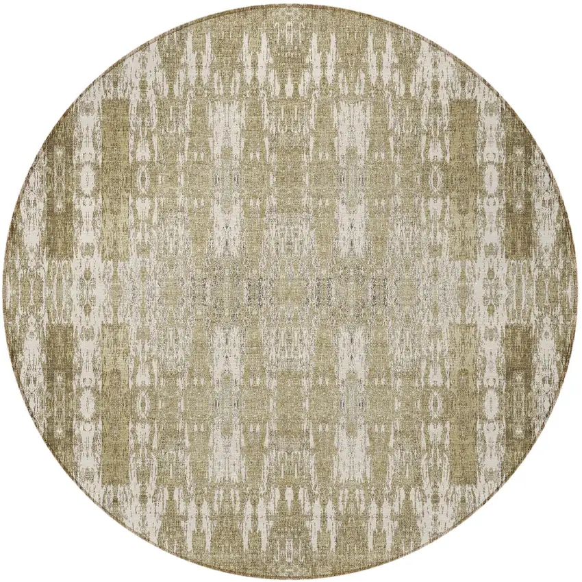 Beige Round Moroccan Washable Non Skid Indoor Outdoor Area Rug Photo 4