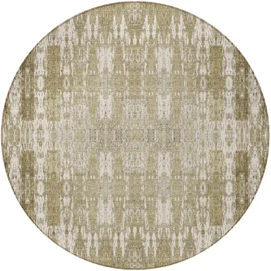 Beige Round Moroccan Washable Non Skid Indoor Outdoor Area Rug Photo 4