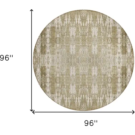Beige Round Moroccan Washable Non Skid Indoor Outdoor Area Rug Photo 3