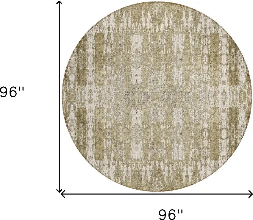 Beige Round Moroccan Washable Non Skid Indoor Outdoor Area Rug Photo 3