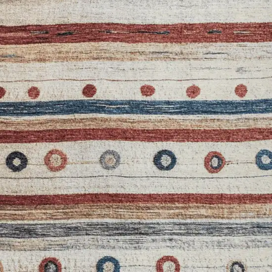 Beige Rust And Navy Blue Striped Washable Indoor Outdoor Area Rug Photo 3