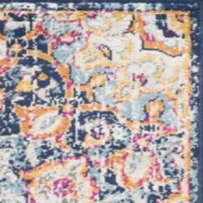 Beige Rust And Purple Medallion Runner Rug Photo 9