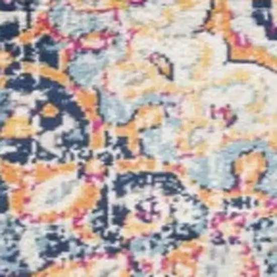 Beige Rust And Purple Medallion Runner Rug Photo 3