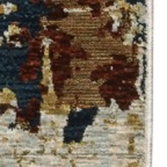 Beige Rust And Tan Abstract Area Rug With Fringe Photo 5