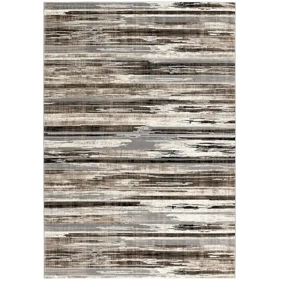 Beige Striped Dhurrie Area Rug Photo 3