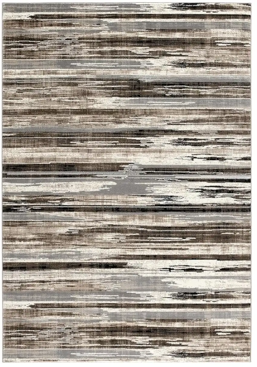 Beige Striped Dhurrie Area Rug Photo 3