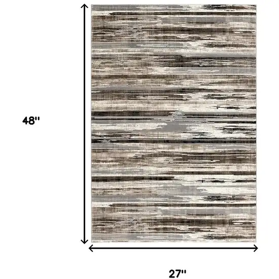 Beige Striped Dhurrie Area Rug Photo 2