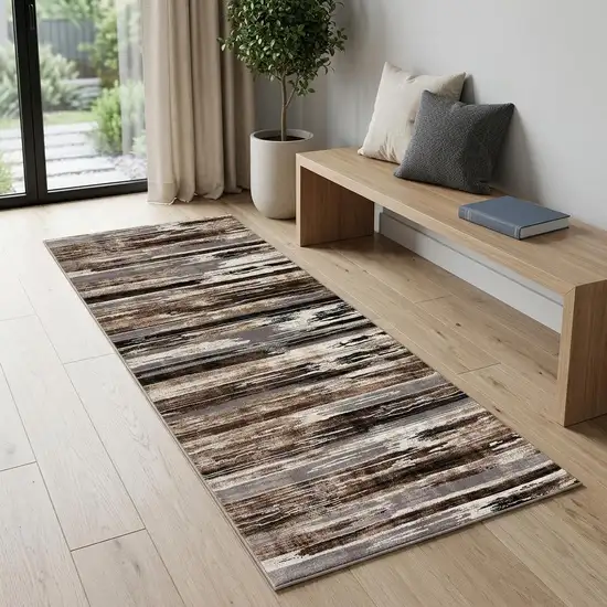 Beige Rustic Strokes Area Rug Photo 1