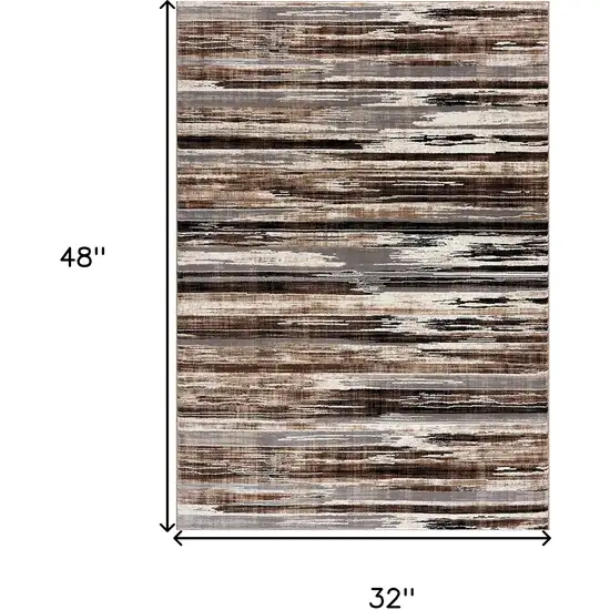 Beige Striped Power Loom Area Rug Photo 9