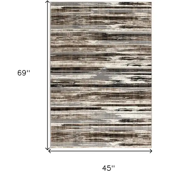 Gray and Brown Abstract Distressed Area Rug Photo 3