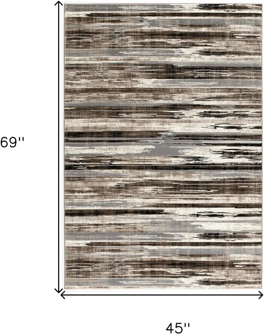 Gray and Brown Abstract Distressed Area Rug Photo 3