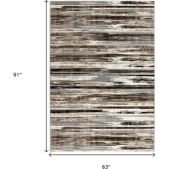 Beige Striped Dhurrie Area Rug Photo 3